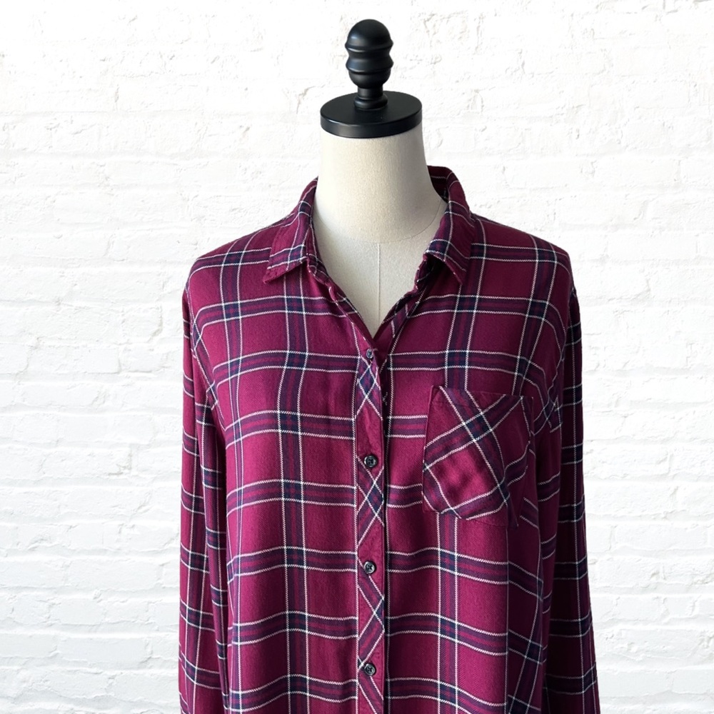 Rails Hunter Plaid Merlot Navy Button Up Shirt | … - image 3